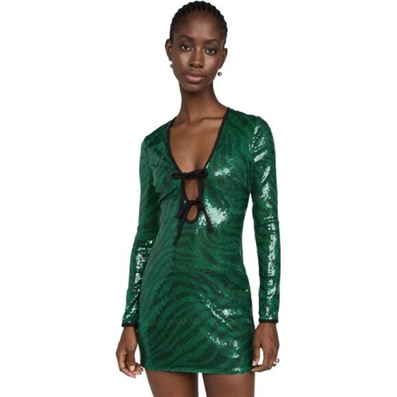 The Wolf Gang Brillo Sequin Dress Emerald Wicked Holiday Sorority Jewel Tone - Picture 1 of 7